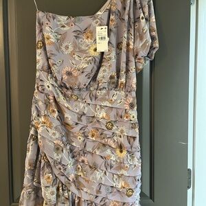 Astr Floral Women's Dress - Purple and Cream